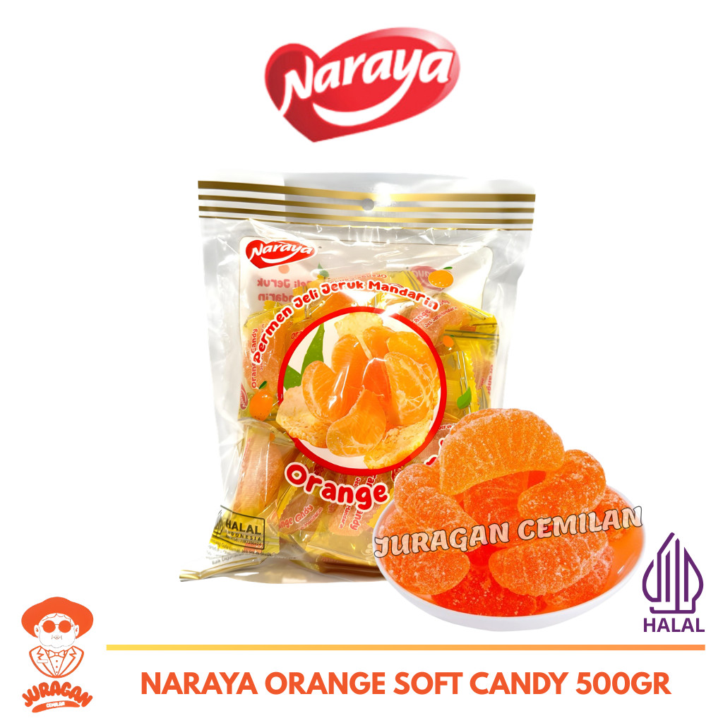 Naraya Orange Soft Candy Jelly Jeruk Mandarin 500Gr Permen Lunak Rasa Jeruk Permen Lunak