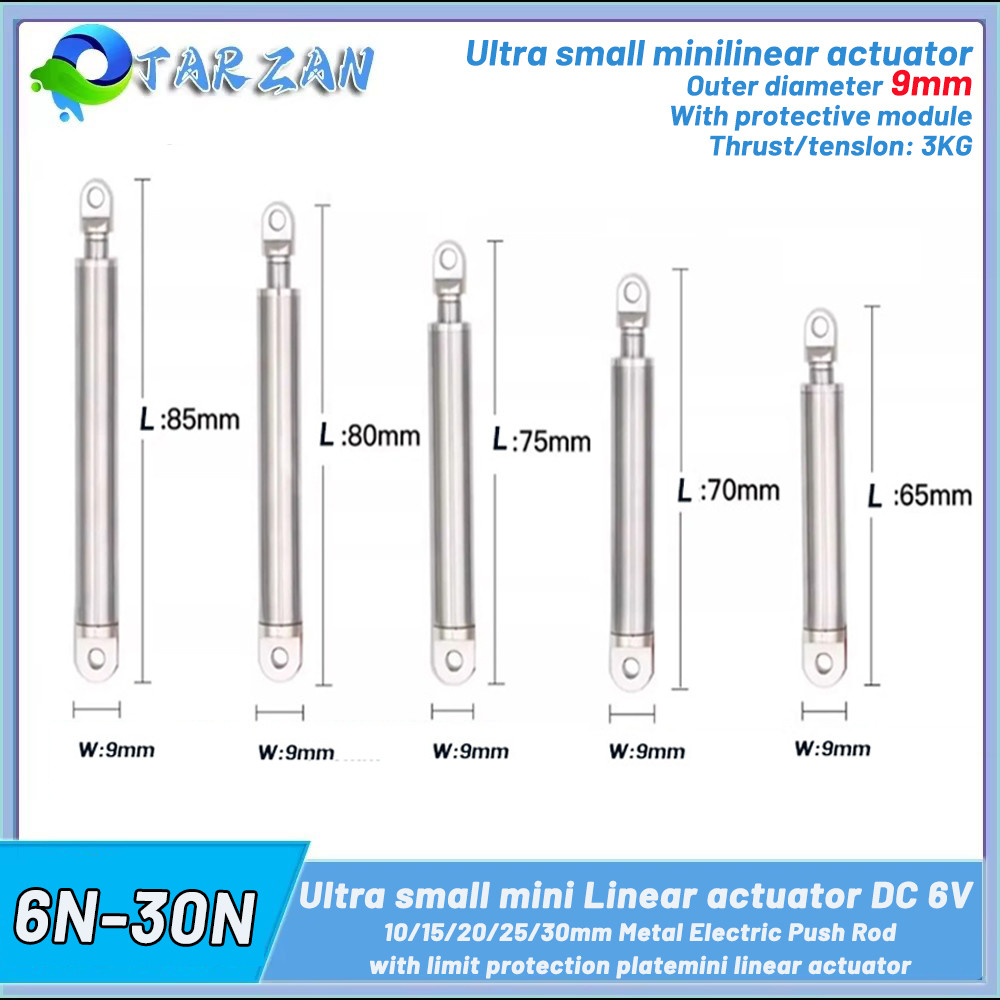 9mm Small Tube Linear Actuator Retractable Pen Type 10/20/30mm Metal Electric Push Rod 6V Max Load 3