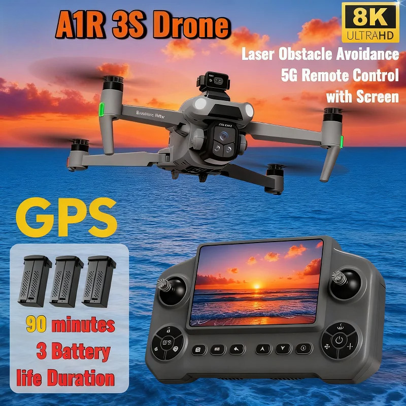 Untuk Xiaomi A1R 3S GPS Drone 8K Profesional Kamera HD 360 °     Quadcopter Mainan dengan Motor Tanp
