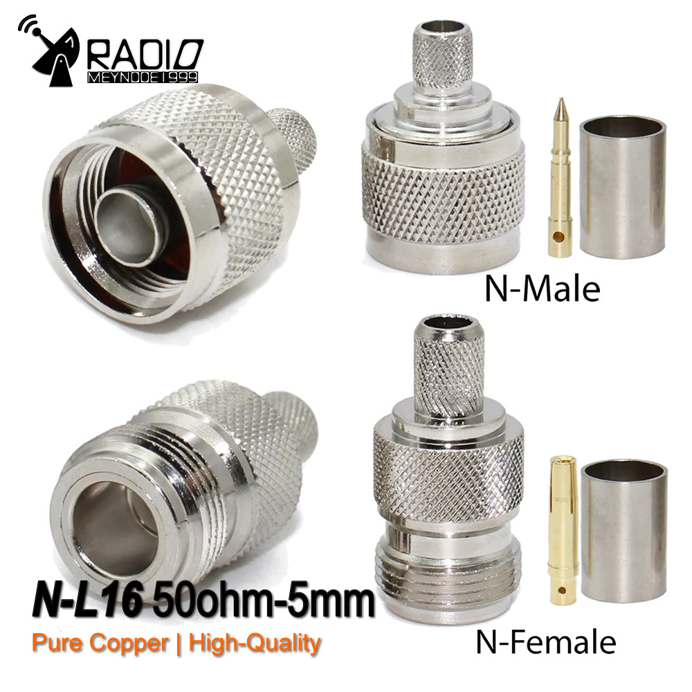 Konektor RF Coax N L16 Male Female, Konektor Coax Lurus Tipe N, 50 ohm untuk Kabel RG59 LMR240 CNT24
