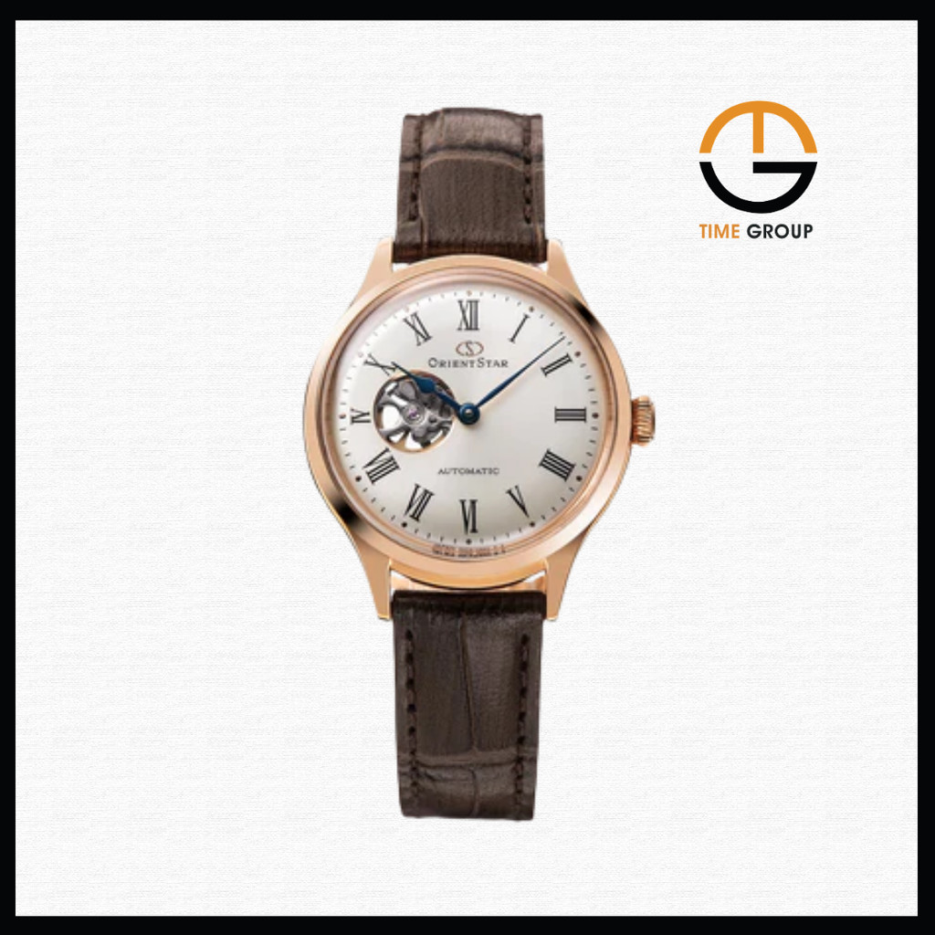 JAM TANGAN WANITA ORIENT RE-ND0003S SEMI SKELETON AUTOMATIC LEATHER STRAP ORIGINAL