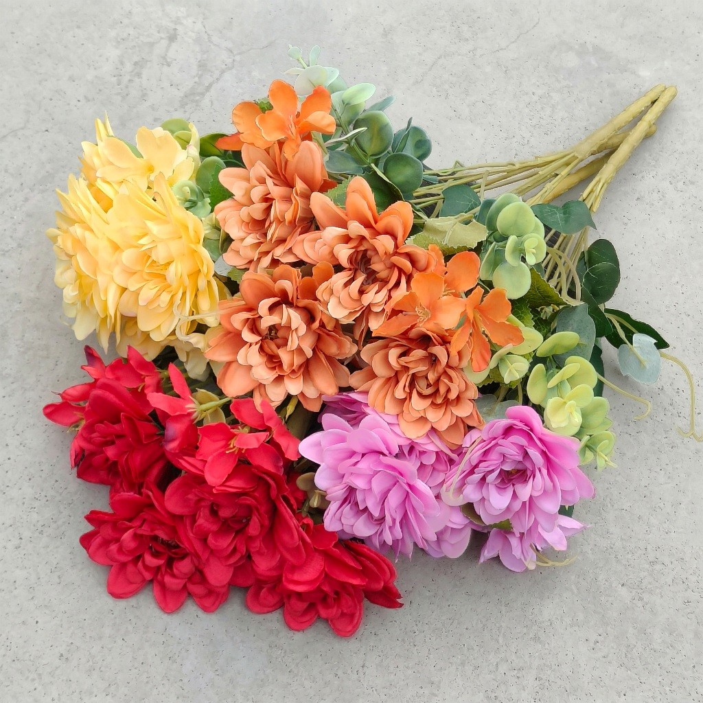 COD Bunga Artificial Dahlia Warna Cantik, Bunga Hias Meja Untuk Dekor Rumah, Pernikahan Dan Pesta
