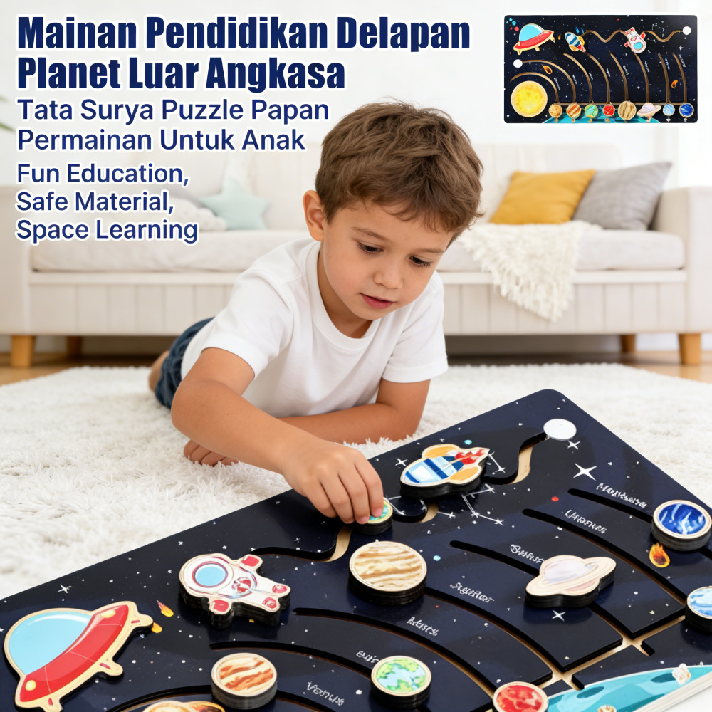 Anak Delapan Planet Luar Angkasa Mainan Pendidikan Puzzle Papan Tata Surya
