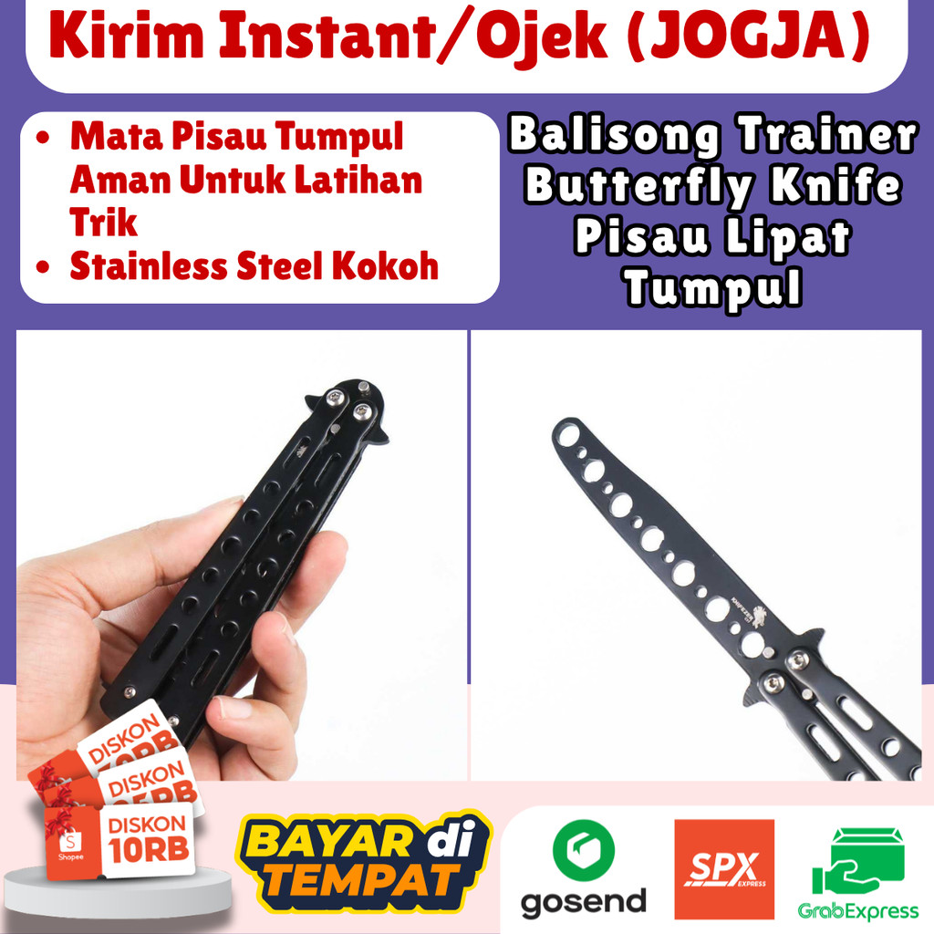 Balisong Trainer Pisau Lipat Latihan Trik Tumpul Stainless Steel Balisong Butterfly