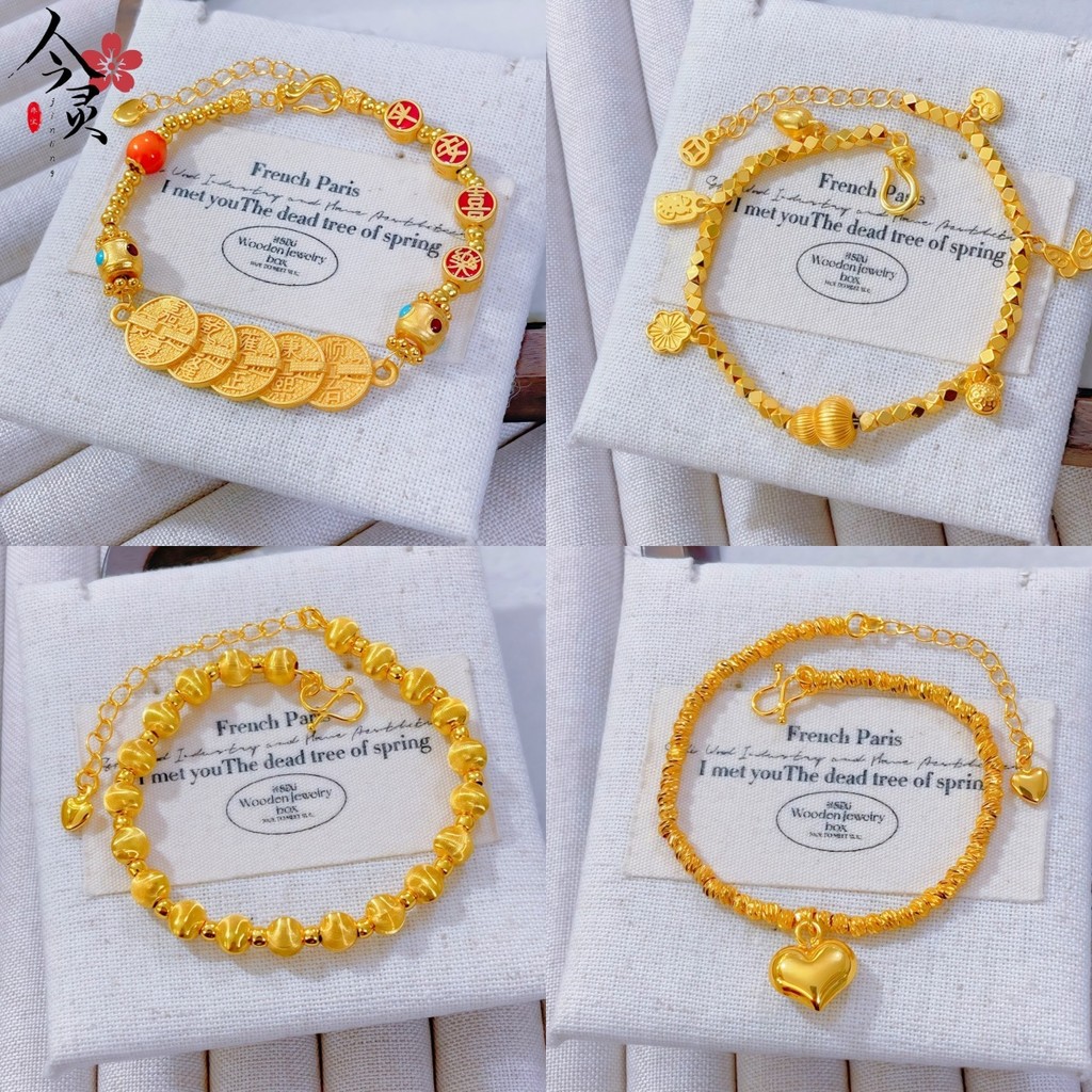 Pasir emas akal kuno rusak bintang emas bunga bulan cinta kuning emas gelang wanita