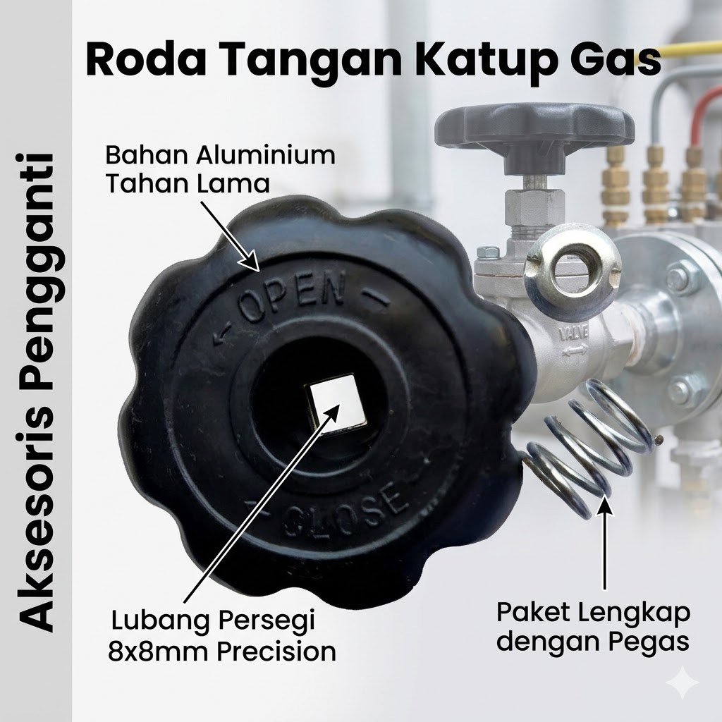 Handwheel Oksigen Putaran Kran Valve 8*8mm – Valve Oksigen Untuk Industri / Puteran Oksigen / Kran O