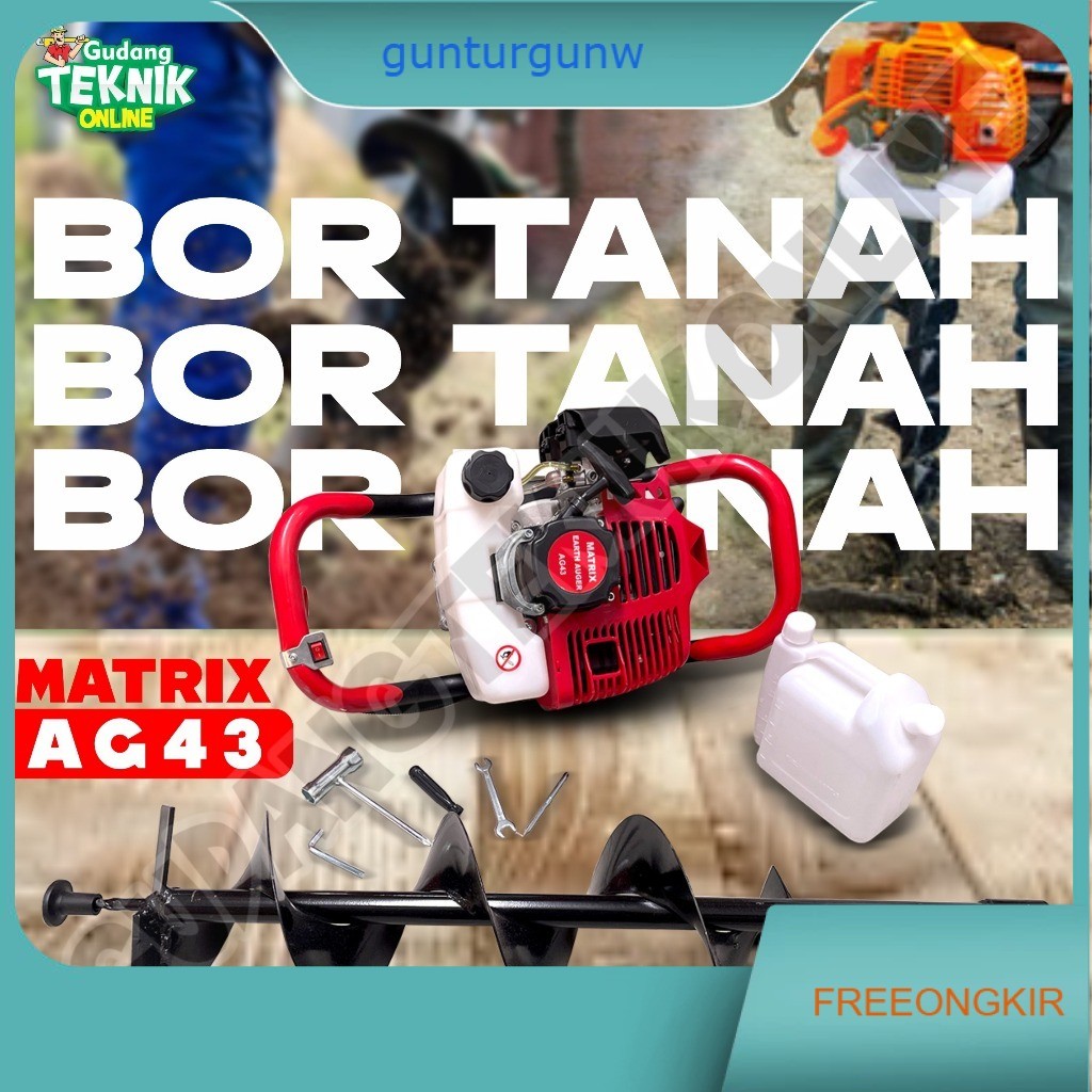 (MATRIX AG43) Mesin Bor Gali Tanah AG43 MATRIX 42,8cc / Engine Mesin Bor Penggali Lubang Tanah Biopo