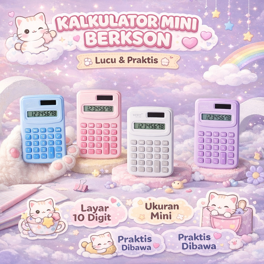 Mini Calculator 8 Digit – Polos, Minimalis, Cocok untuk Sekolah