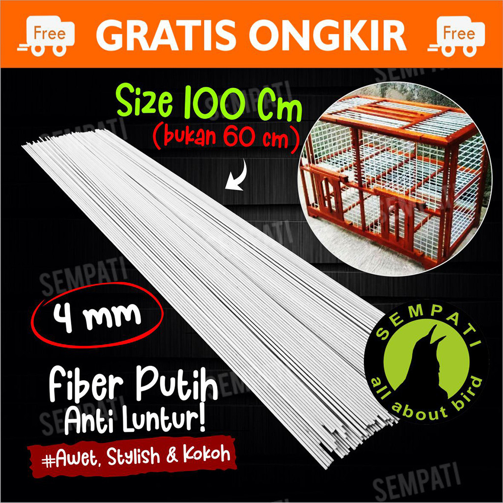 SEMPATI RUJI JERUJI FIBER 4MM 100CM RUJI/JERUJI FIBER PUTIH SANGKAR KANDANG BURUNG MERPATI KOTAK LB 