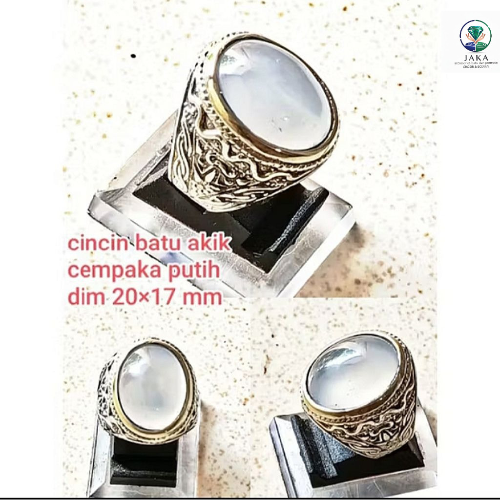 CINCIN BATU AKIK CEMPAKA PUTIH CRYSTAL