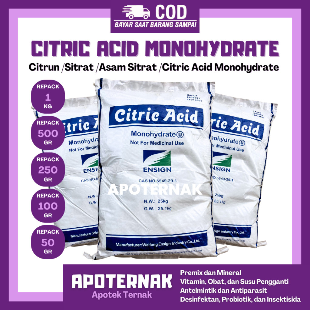 CITRIC ACID FOOD GRADE - Sitrun Citrun Sitrat Sitrun Makanan Asam Sitrat Citric Acid Monohydrate