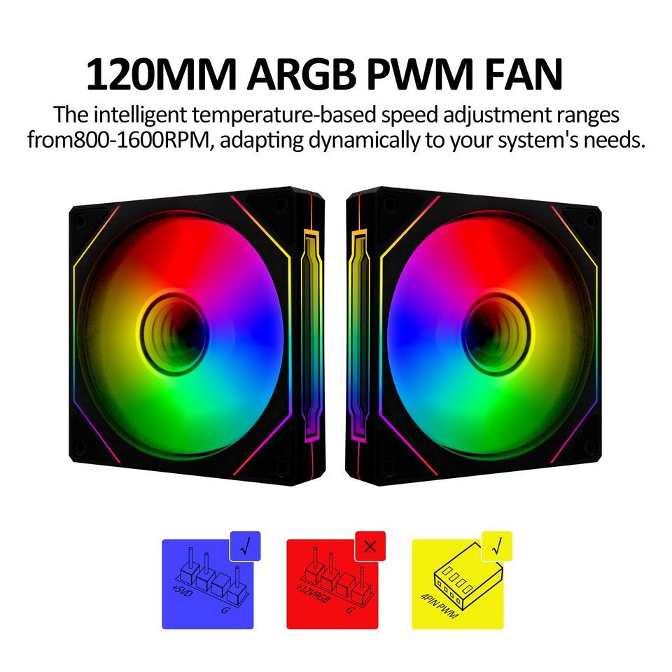 Computer Case Fan Reverse Ventoinha PC 120mm Rgb Fan Cooler 4pin PWM CPU Cooling Fan 3pin5v Argb 12c