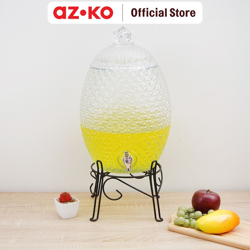 AZKO Culinart 11 ltr Pineval Dispenser Minuman Kaca Transparan Wadah Saji Minuman Acara Tempat Sirup
