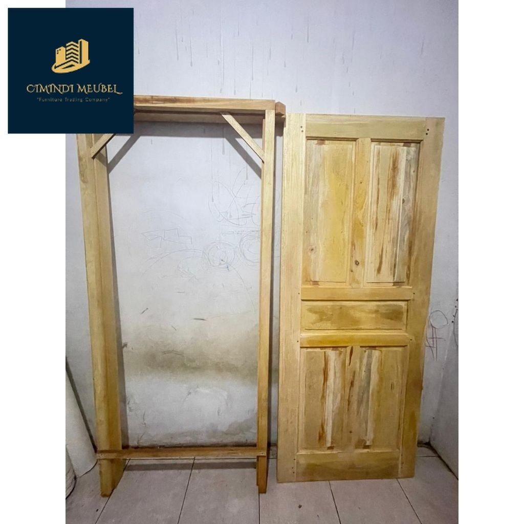 Ready Stok Daun Pintu Rumah Dan Kusen 1Set Kayu Mahoni KUNINGAN CM 2