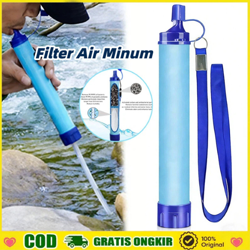 [COD] Filter Air Minum Air Outdoor/Pemurni Air Darurat Survival /Filter Air Minum Portable-Langsung 