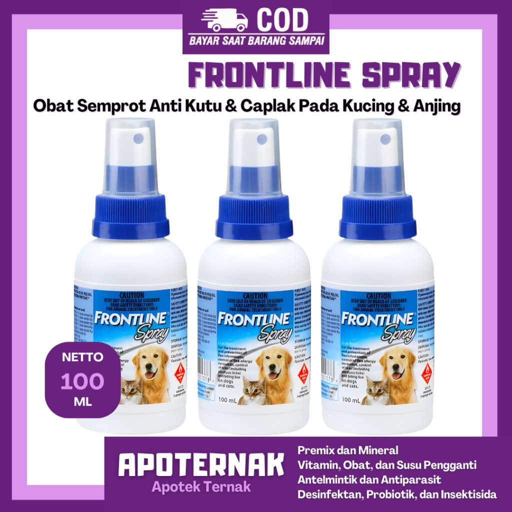 FRONTLINE SPRAY 100ML - Obat Semprot Anti Kutu Caplak Anjing KUcing - Obat Kutu Kucing Semprot - Oba