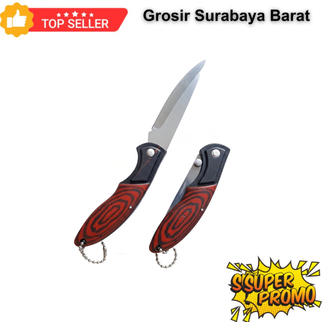 Pisau Lipat Motif Kayu Survival Kit Tahan Lama Untuk Outdoor