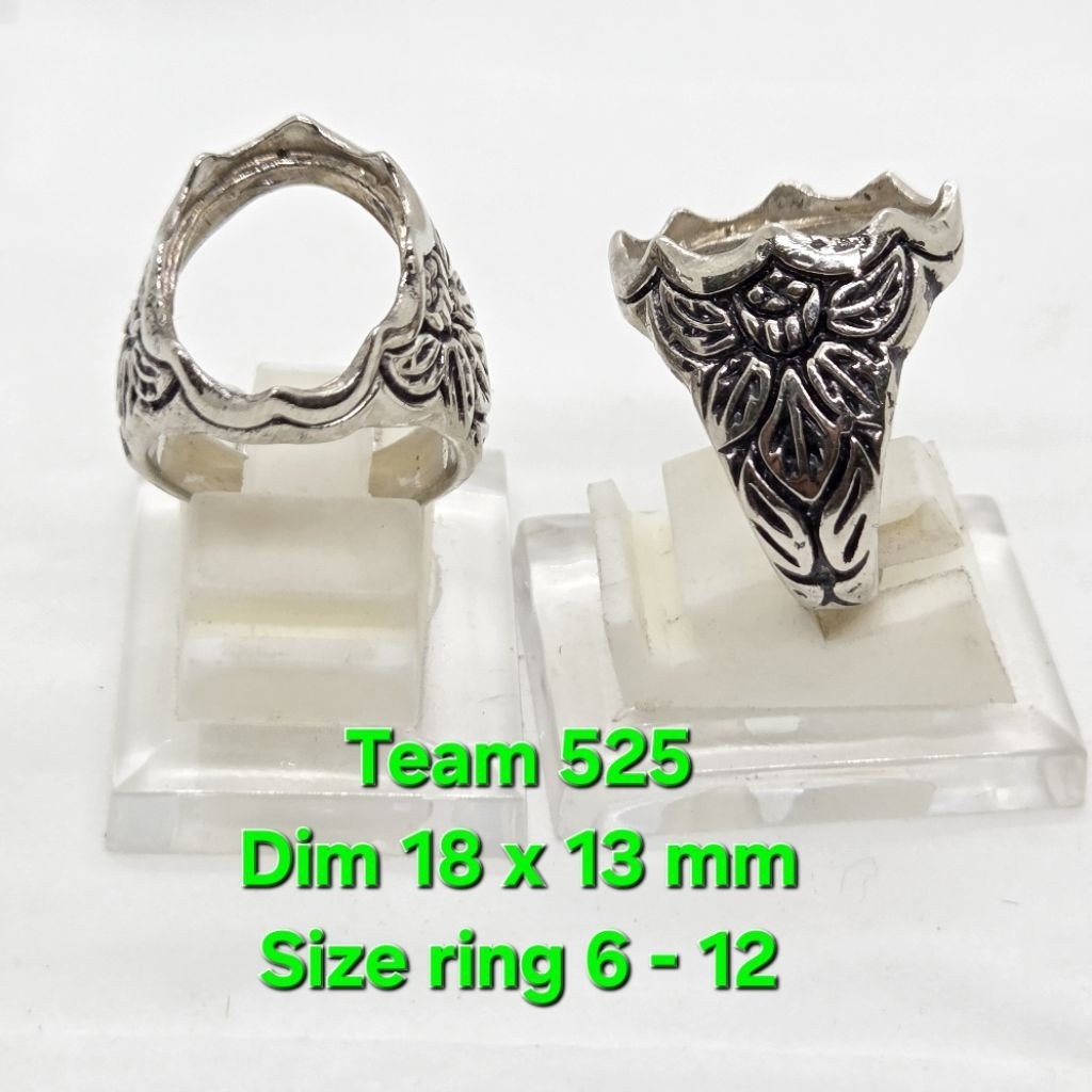 Ring emban ukir cirebonan dim 18x13 motif cakar daun / emban ring pirus alpaka super 525 eceran /rin