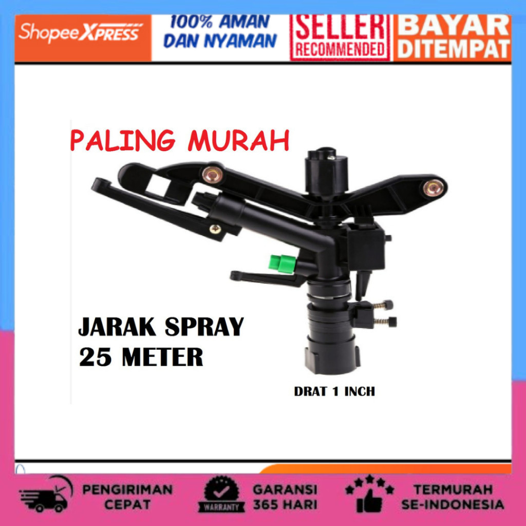 Sprinkler Big Gun Impact Rain Hidra 1 inci SprinklerGun Kincir air Alat Penyiraman Tanaman Sprinkler