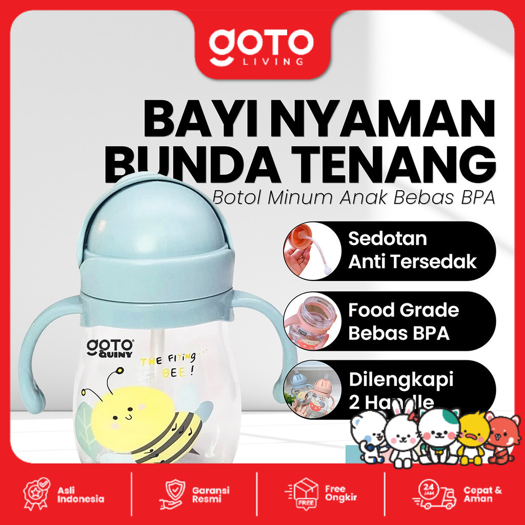 Goto Quiny Botol Minum Bayi Bottle Air Anak Sedotan Training Cup Baby