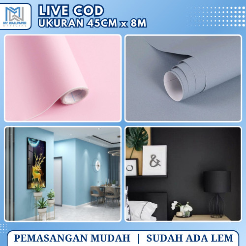 Live COD Wallpaper Dinding Putih Polos Walpaper Dinding Kamar Polos Wallpaper Dinding Polos 10 Meter