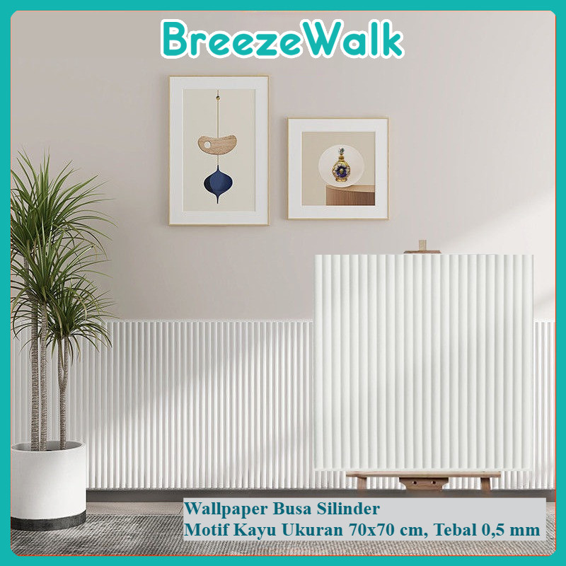 Breezewalk - Wallpaper Dinding Foam 3D Motif Kayu Silinder / Stiker Dinding Plafon Dekorasi Kamar 70