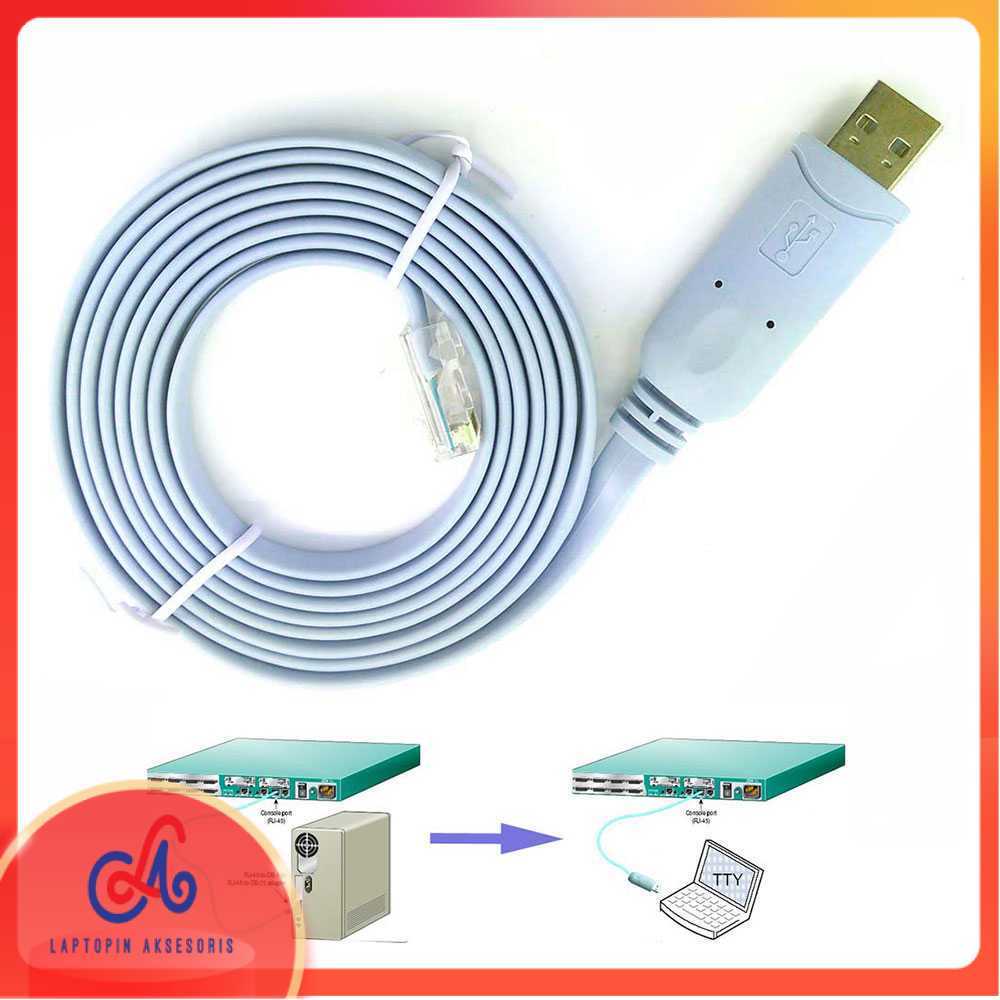 Prolific Kabel USB RS232 to RJ45 1.8M for Cisco Huawei Server Router - PL2303RA Terbaru | Kualitas P