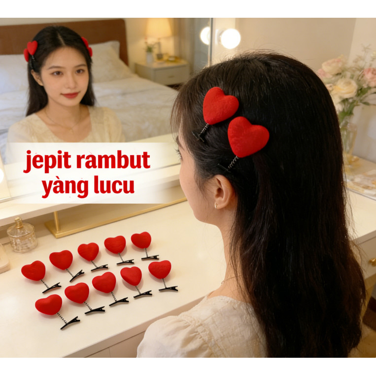 Grosir segala jenis jepit rambut anak-anak yang lucu, termasuk jepit rambut hati merah besar, jepit 