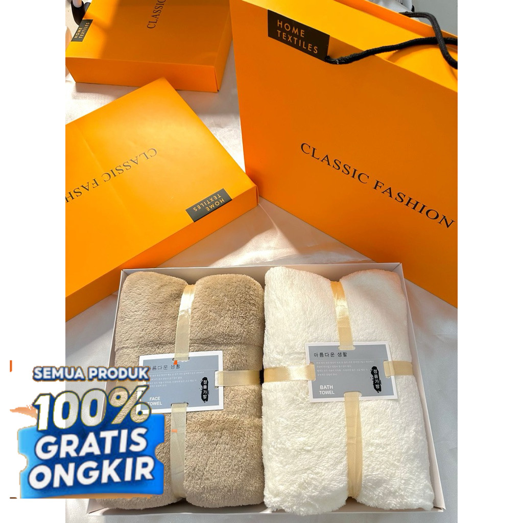 [HY.Beauty.id] Hampers Set Box 2in1 Handuk Besar 70x140cm Couple Pasangan / Hampers Kado Souvenir / 