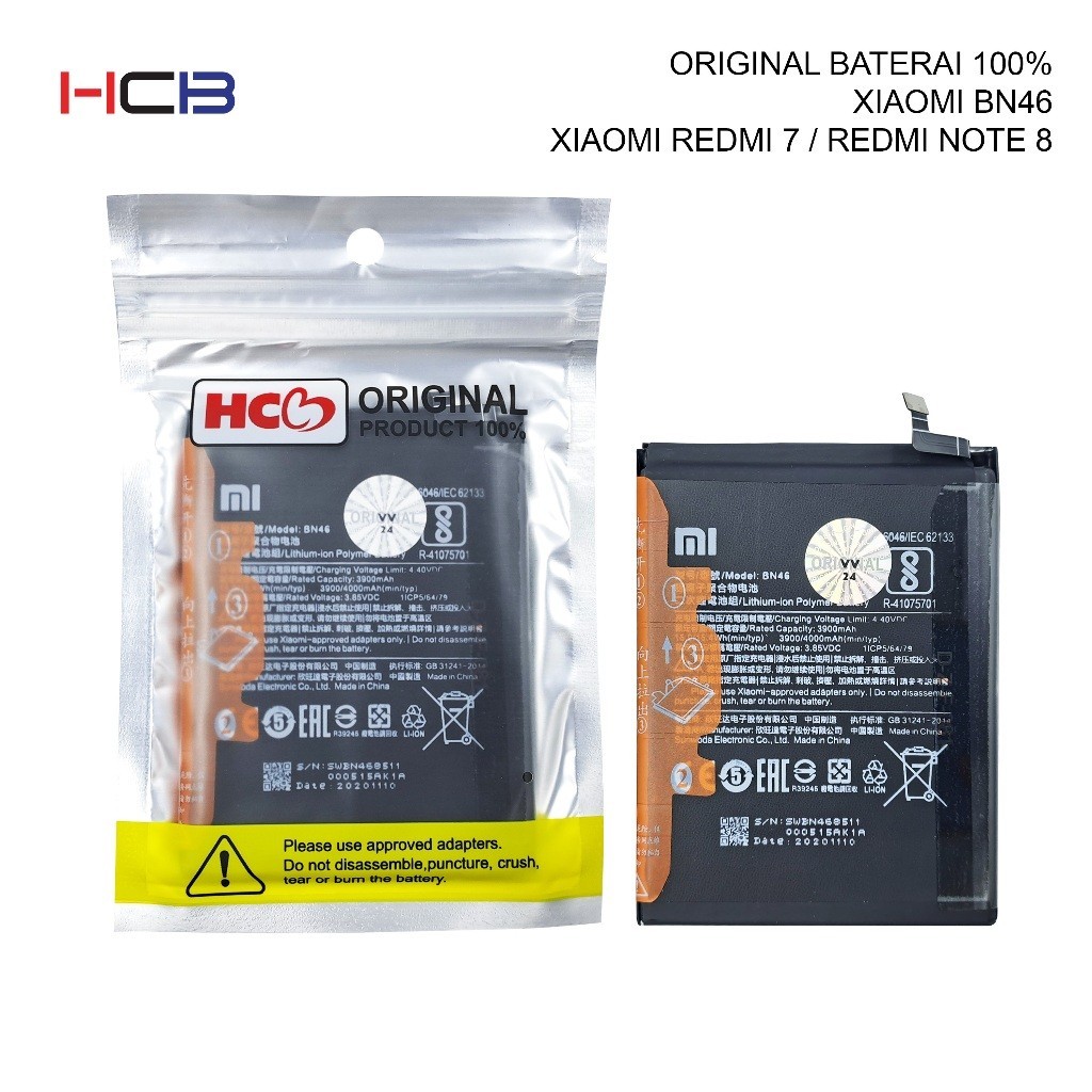 BATERAI XIAOMI BN46 REDMI7 / REDMI NOTE 8 ORIGINAL 100%