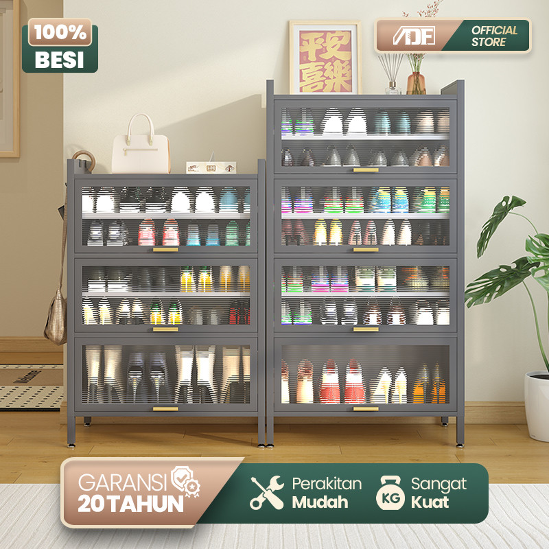 Lemari Sepatu Tertutup Lemari Sepatu Anti Debu Lemari Besi Sepatu Tempat Sepatu Sandal Full Besi