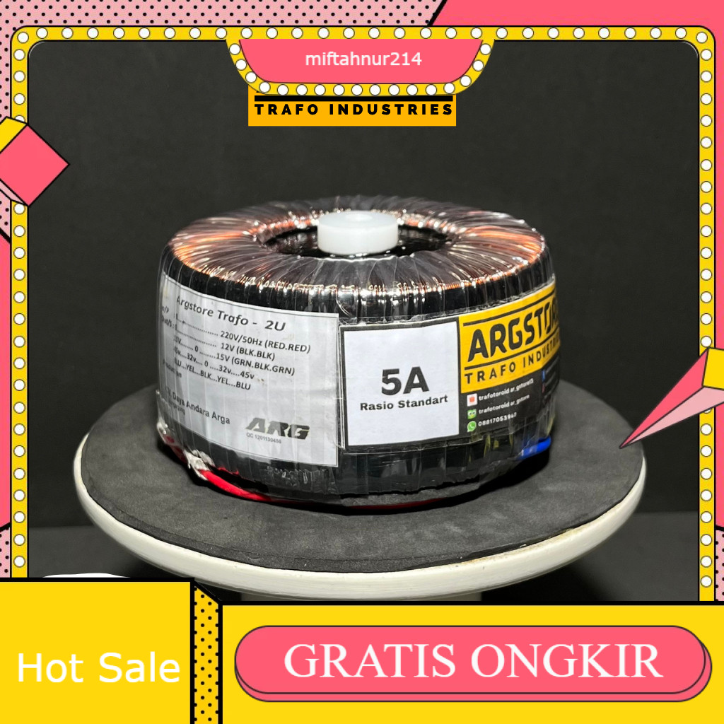 Trafo toroid donat 5A 45V CT Helenic German