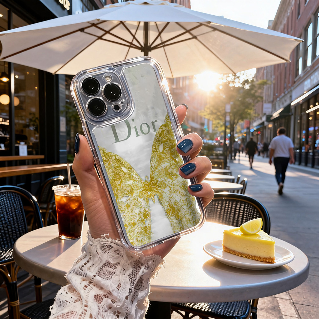 Golden Butterfly Pattern Dior Case HP Transparan Soft Cover untuk iPhone11/11 Pro/11 Pro Max, 12/12 