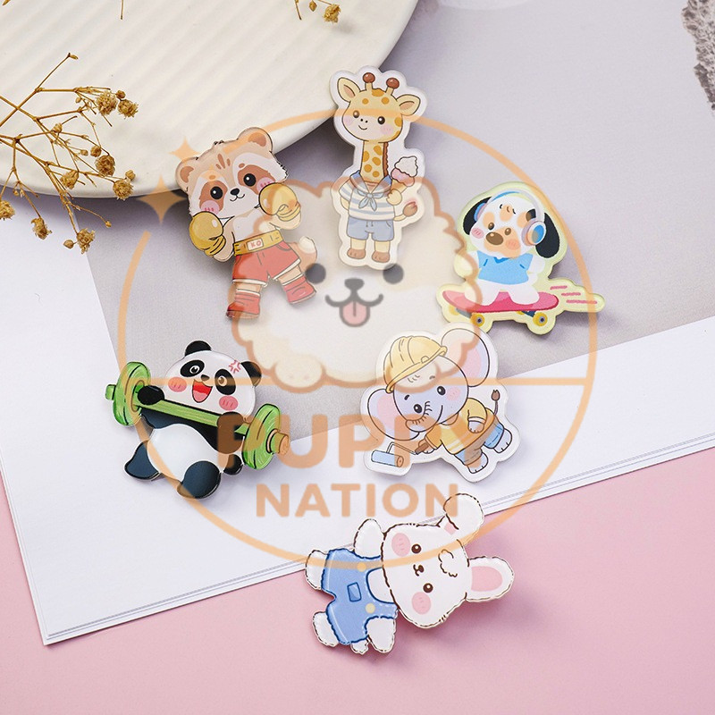 PN Brooch Bros Pin Couple Karakter Kartun Jepang Animal Lucu Korea Aesthetic Spread Happy A-PN051