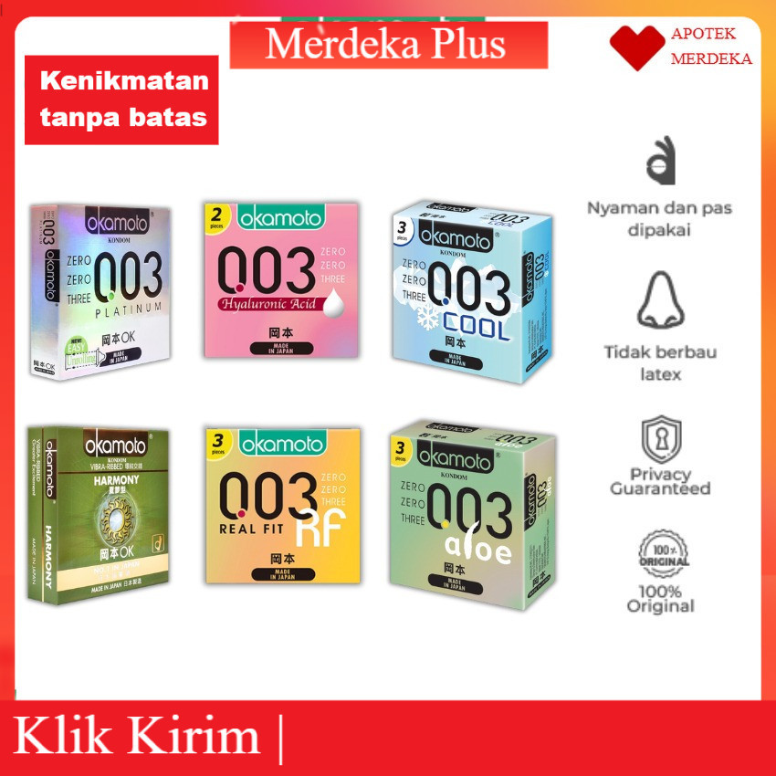 Kondom  Okamoto | Kondom Tipis Jepang Okamoto 003 Platinum / Real Fit / Aloe / Hyaluronic | Kondom J