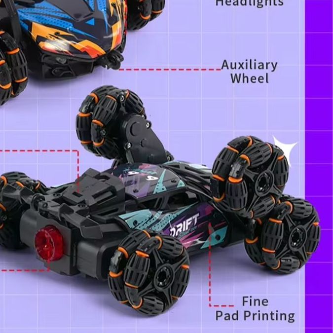 9imod RC Car 6 Wheel Drive Stunt Spray Car Swing Arm Spray Hand Controlled Drift Deformation Stunt C