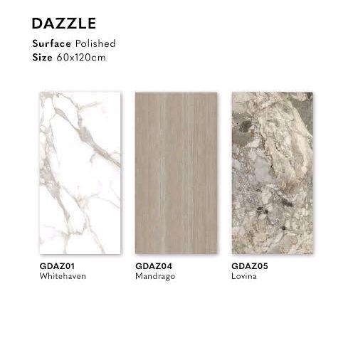Granit Lantai Dan Dinding 60x120 Dazzle GDAZ Series Glazed Polish | Glossy | Kilap Product Niro