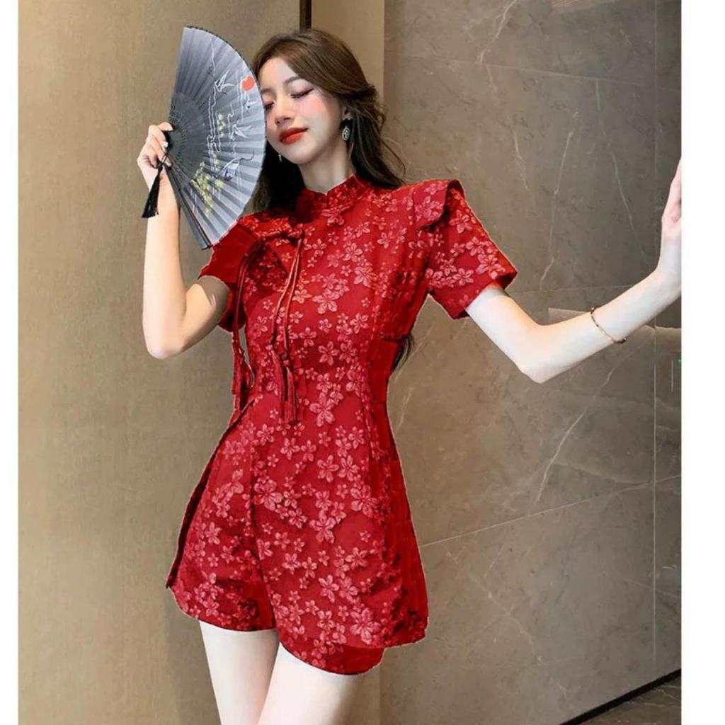 BaeNom TM 0533 Dress CNY Xinyan jacquard cheongsam 2pcs set import