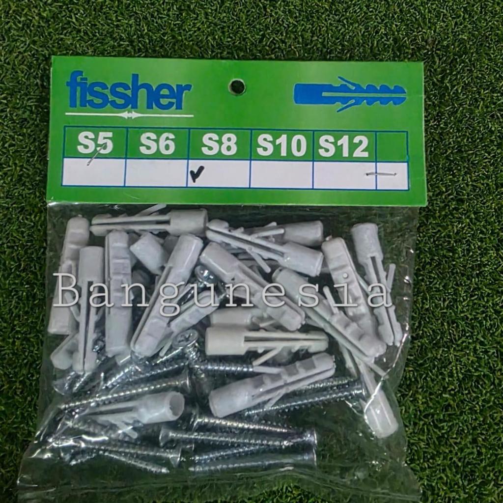 Fiser / Viser / Fisher Dengan Skrup - Ukuran S6 / S8 - 1 Kotak @ 20 pcs