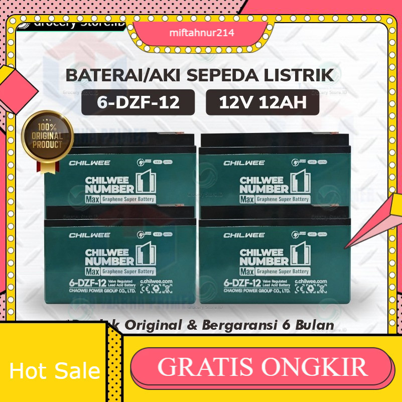 Baterai Aki CHILWEE Sepeda Listrik 12V 12AH | Baterai Sepeda Listrik Universal, Baterai isi ulang Se