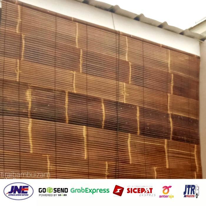 Tirai Bambu Hitam Gulung Outdoor L 2,5m P 3m kerei tirai kerai tirai bambu wulung kerei tirai pintu 