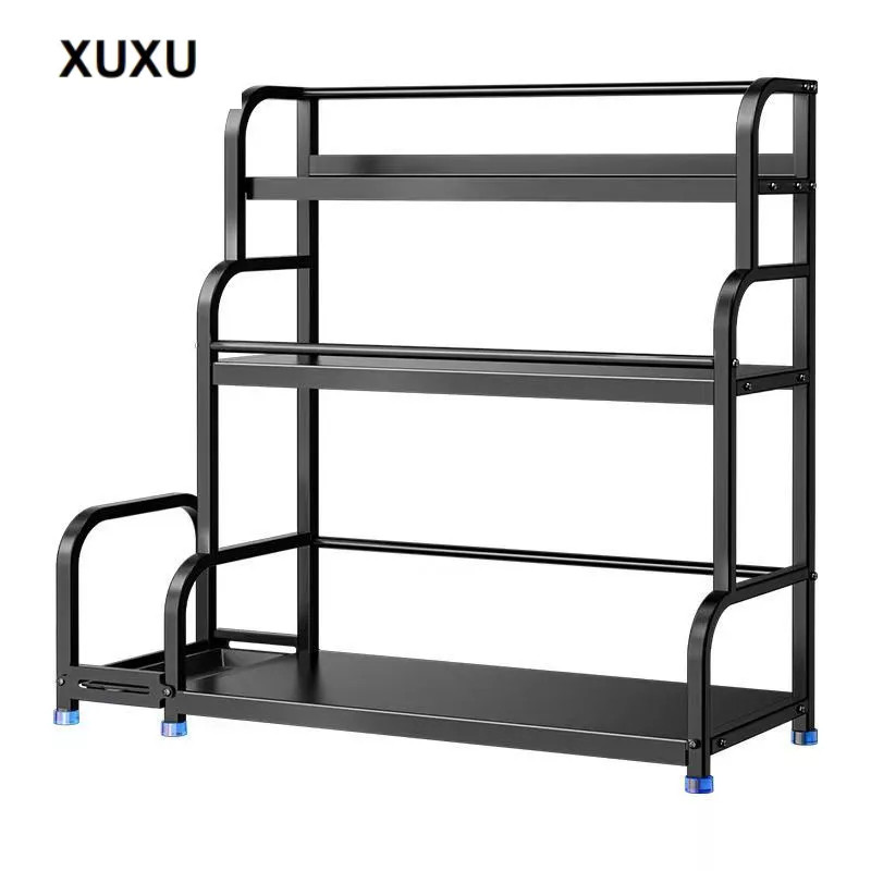 ( Ceria Yessa ) XUXU Rak Bumbu Dapur Rak Botol Bumbu Dapur Rak Rempah Baja Karbon Rak Penyimpanan Bu