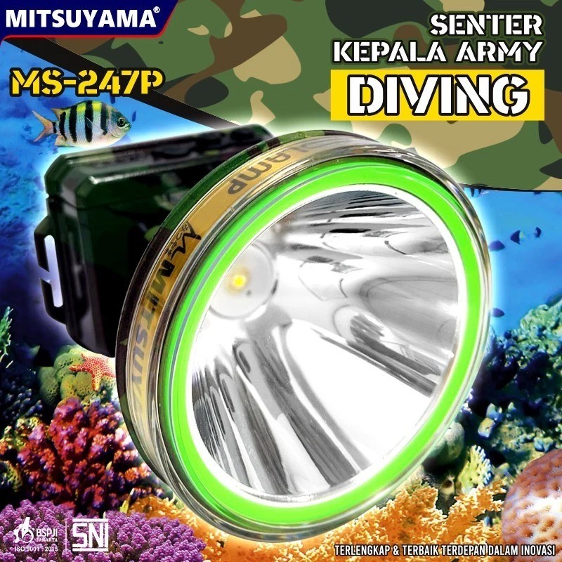 PROMOSenter Kepala mitsuyama ms-247p / Headlamp Diving Mitsuyama 4 Mode Tahan 18Jam | Headlamp ms 24