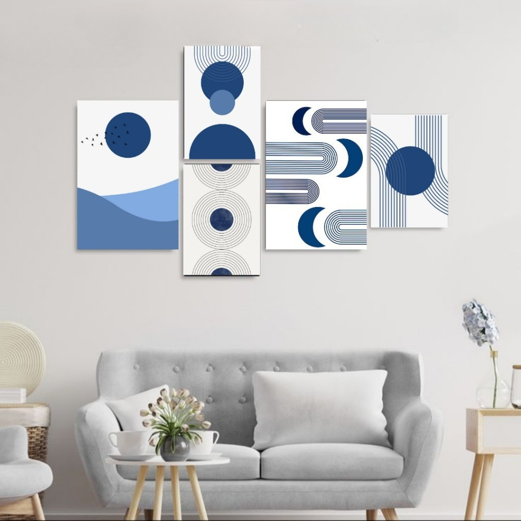 Hiasan Dinding Aesthetic Poster Tema Biru Minimalis Dekorasi Kamar Walldecor Kantor Kerja Ruang Tamu