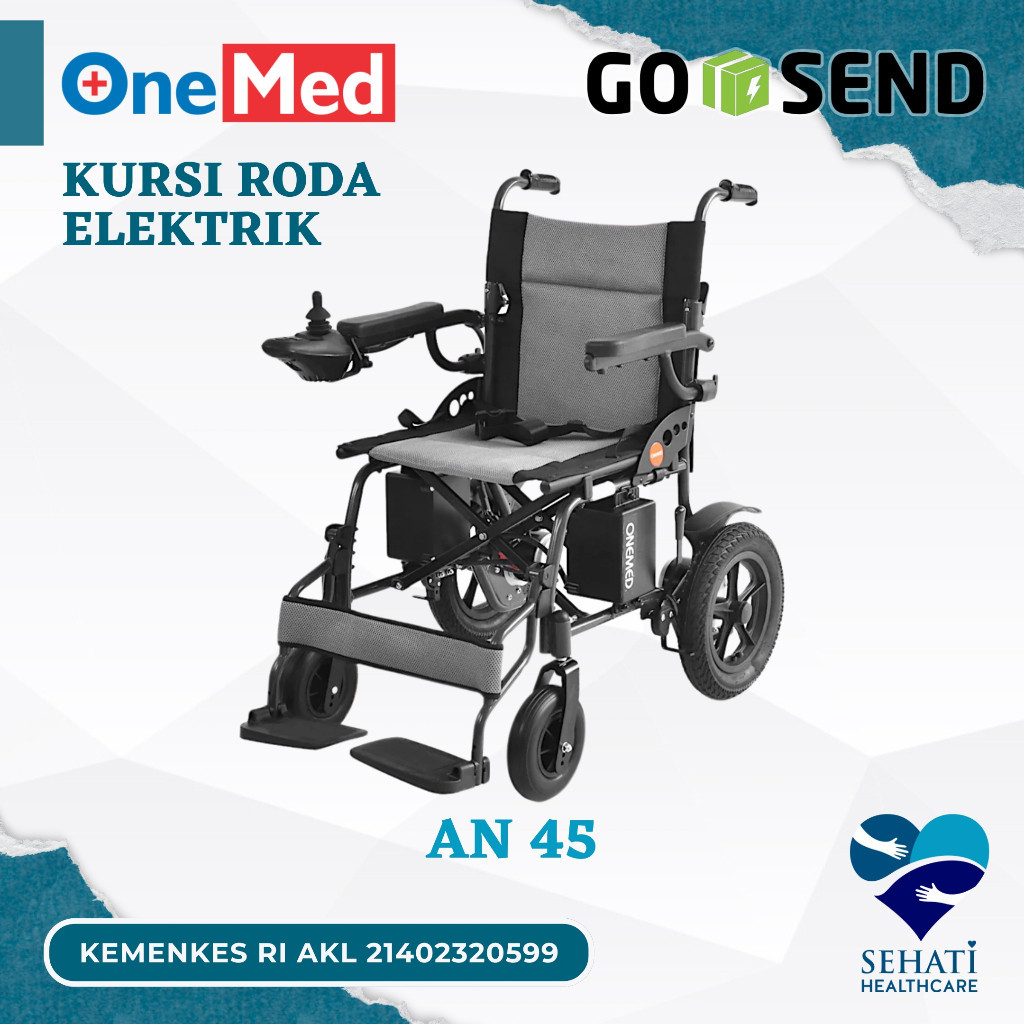 GOJEK ONLY Onemed Kursi Roda Elektrik AN 45 Wheel Chair Electric Lipat Medis Kesehatan