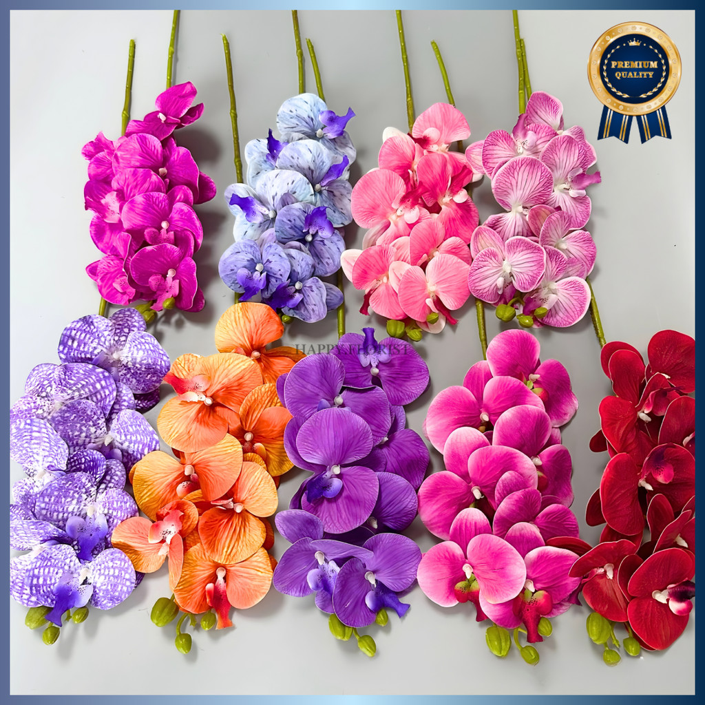 Bunga Anggrek Bulan Latex 7 Kuntum/Bunga Anggrek Palsu Orchid Flower Import Hiasan/Dekor Wedding