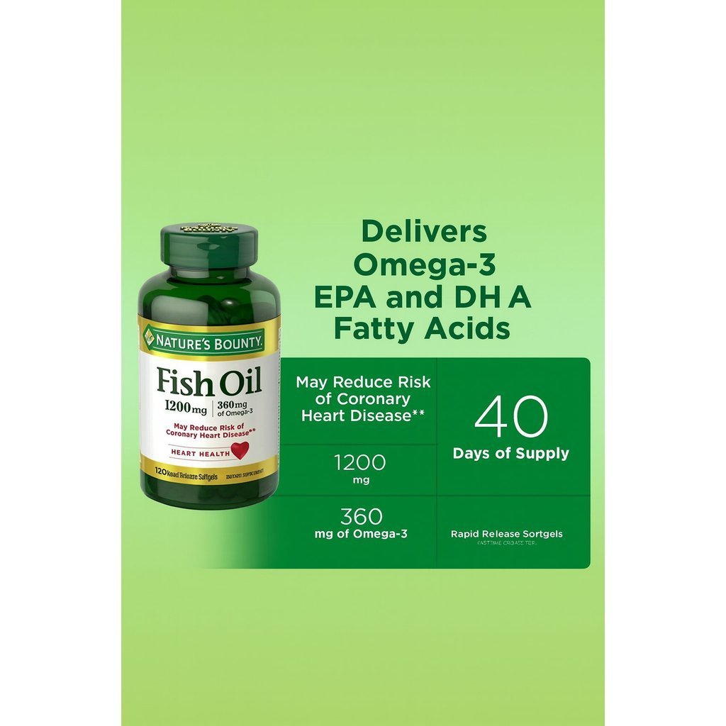 Natures Bounty Fish Oil 2400mg+0mega 3 1200mg Asli Original Ampuh suplemen kesehatan tulang sendi - 
