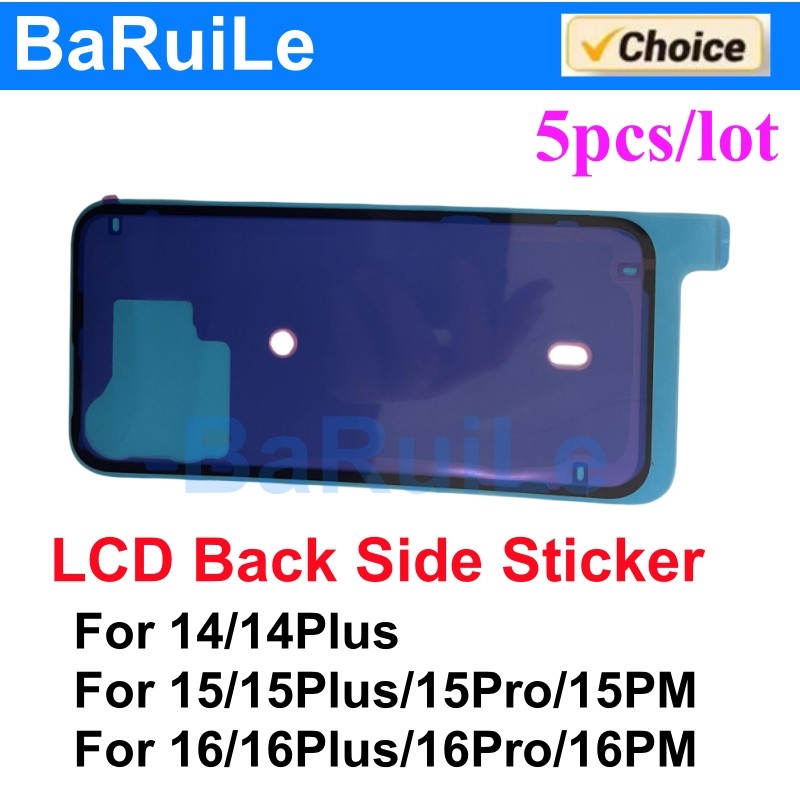 BaRuiLe 5pcs Stiker Segel Tahan Air untuk iPhone 15 Pro Max 16 14 Plus Perekat Layar LCD Depan Pita 