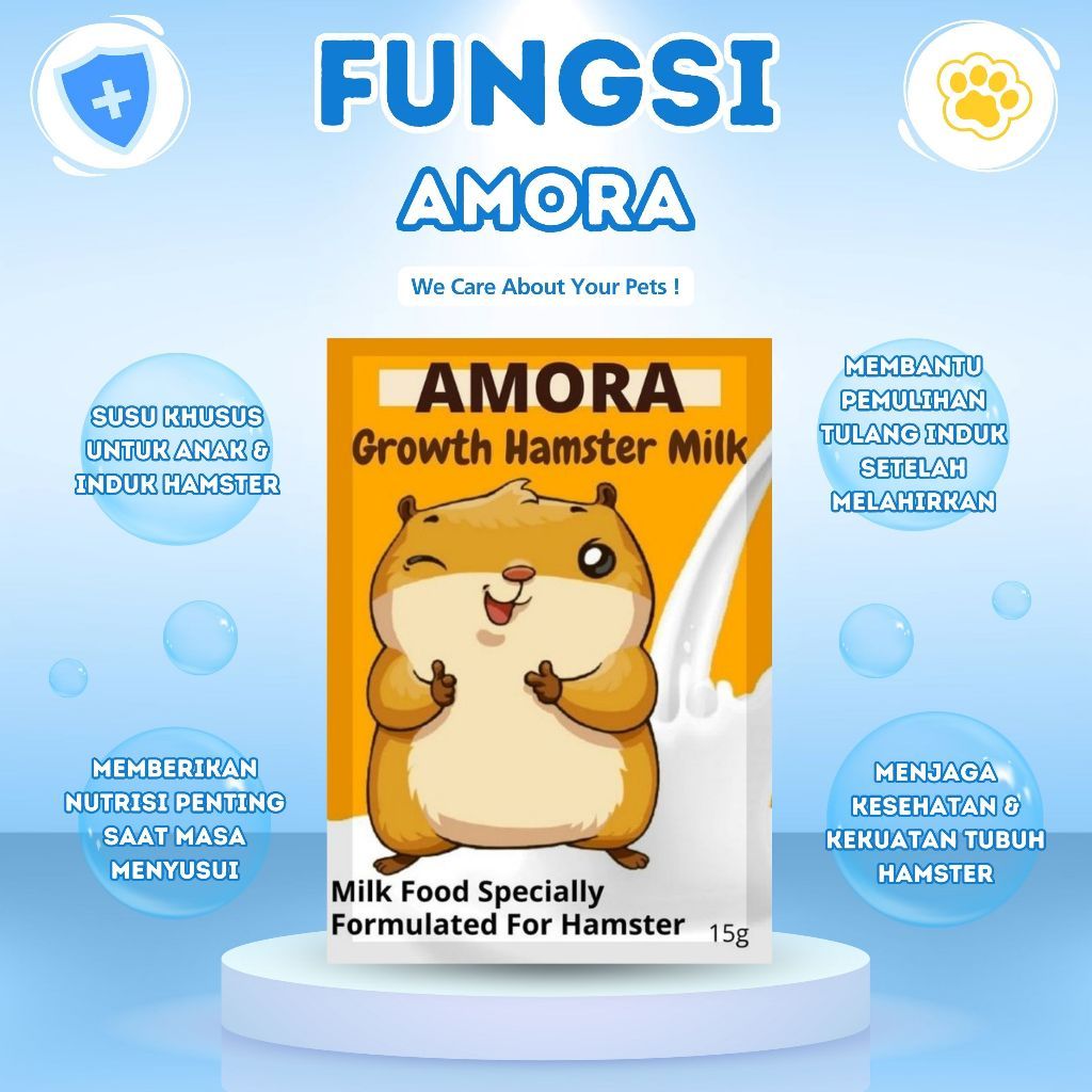 AMORA 15 GRAM SUSU PENGGEMUK HAMSTER & SUSU BAYI HAMSTER SUGAR GLIDER PENGGANTI AIR SUSU INDUKAN
