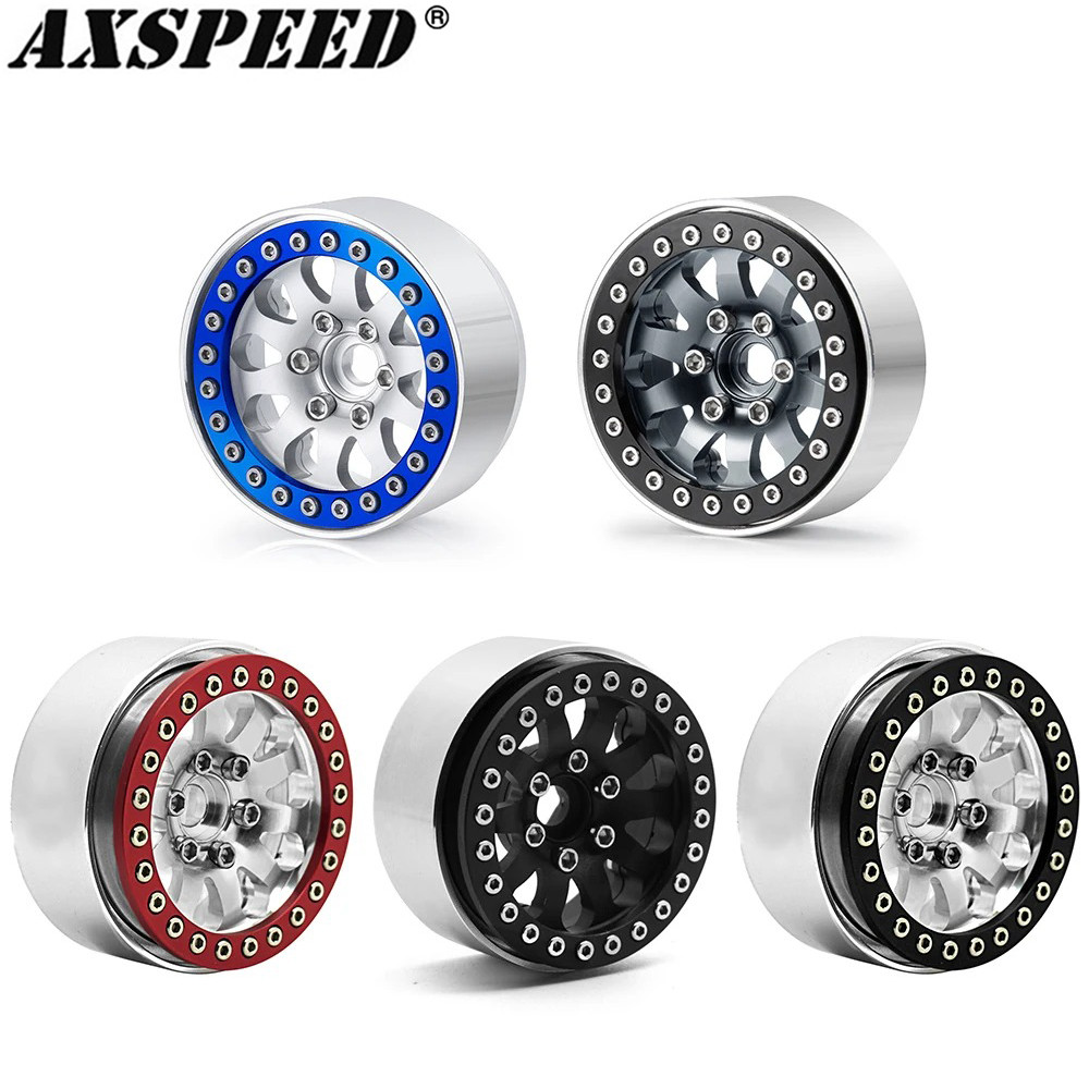 AXSPEED 4Pcs Aluminum 1.9" Beadlock Wheel Rim Hub for 1/10 RC Crawler Car Axial SCX10 Wraith TRX4 TR